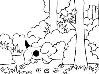 A coloring page of spot the dog